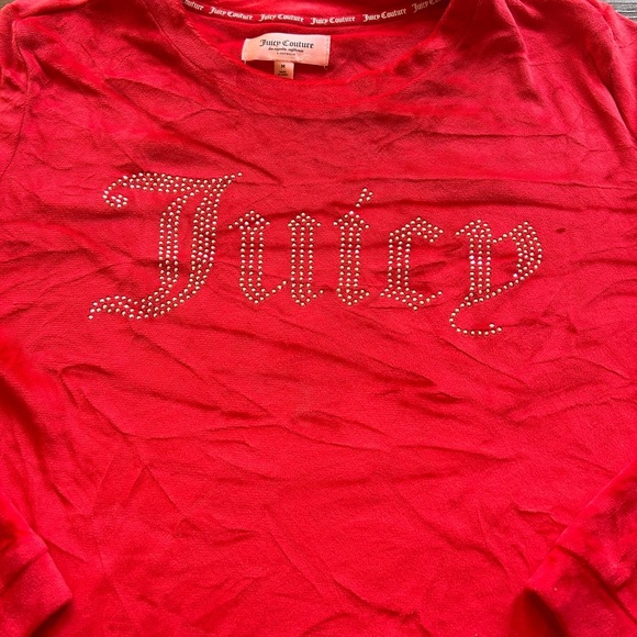 Juicy Couture red velour sweatshirt with Juicy gem lined logo - Picture 3 of 7